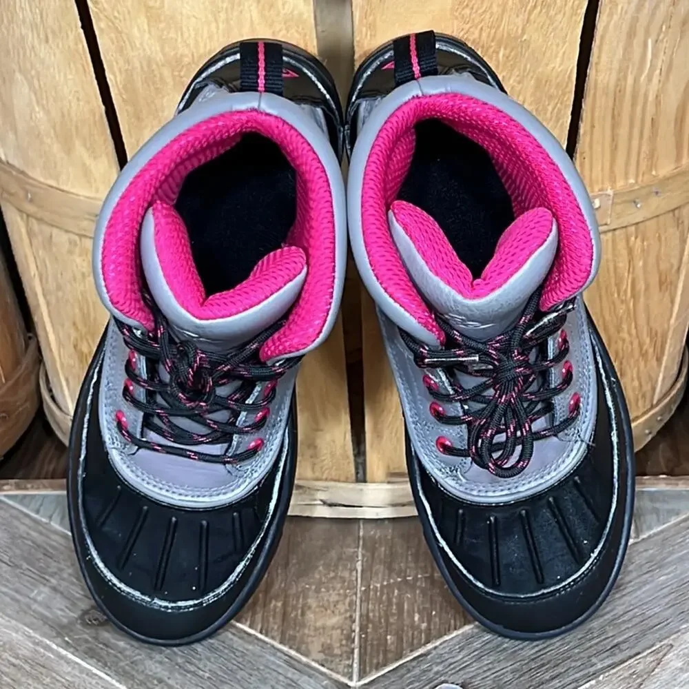 Nike ACG Woodside Leather Gray Pink Black Waterproof Lace-Up Boots Girls Size 5